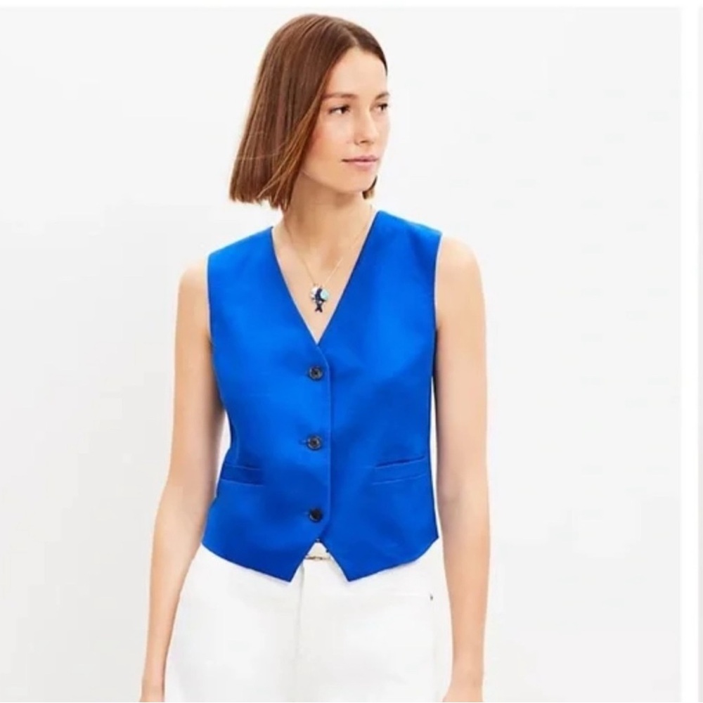 LOFT NEW WITH TAGS  Linen Royal Blue Sleeveless Vest